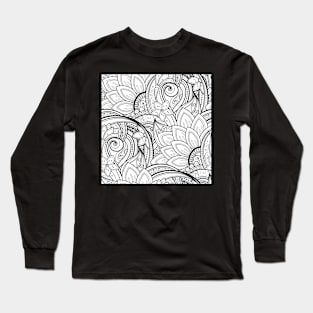 Non Colored Pattern with Vintage Floral Motifs Long Sleeve T-Shirt